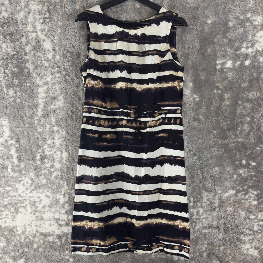 Chapter One Size 6 Linen Blend Striped Abstract Fit Flared Dress Sleeveless Tie